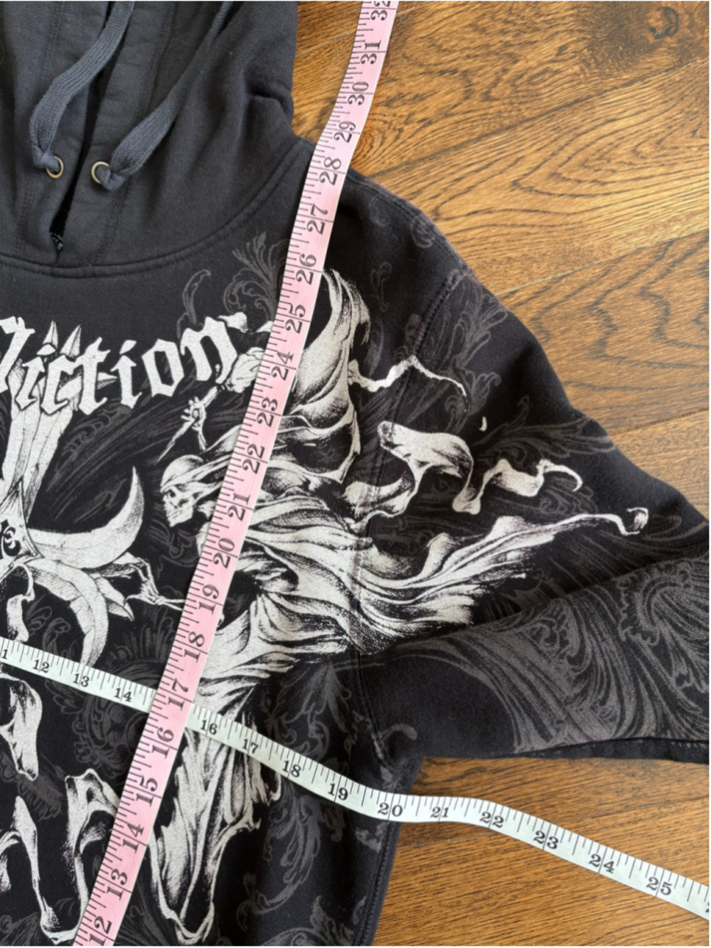 Affliction Graphic Hoodie Black White Mens Size Small - Picture 4 of 5